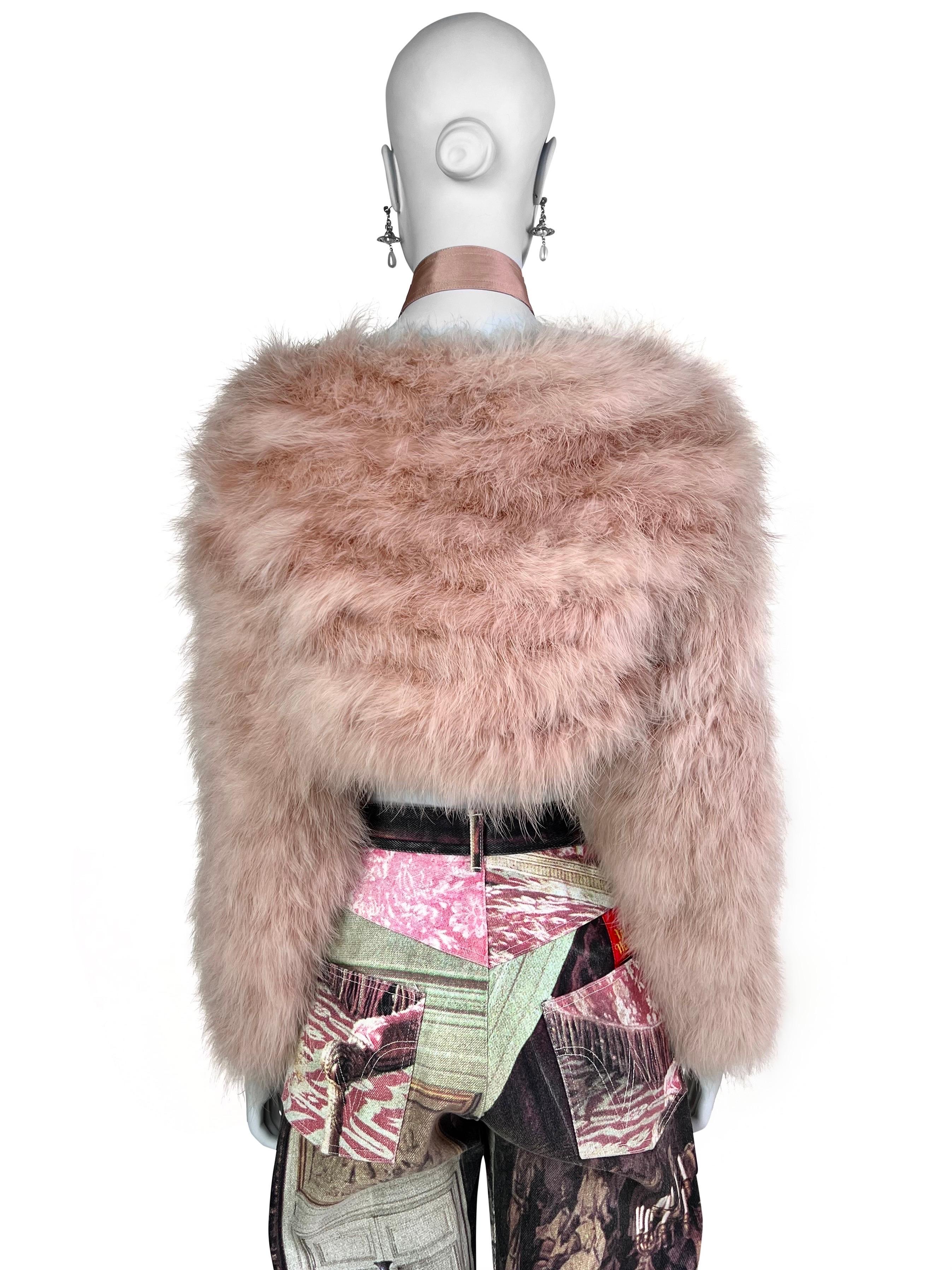 Gucci by Tom Ford Spring 2004 Blush Pink Marabout Feather Bolero Jacket 1