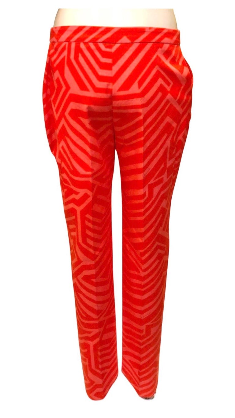 Women's or Men's Gucci by Tom Ford Spring/Summer 1996 Retro Inspired Red/Pink Printed Pants  For Sale