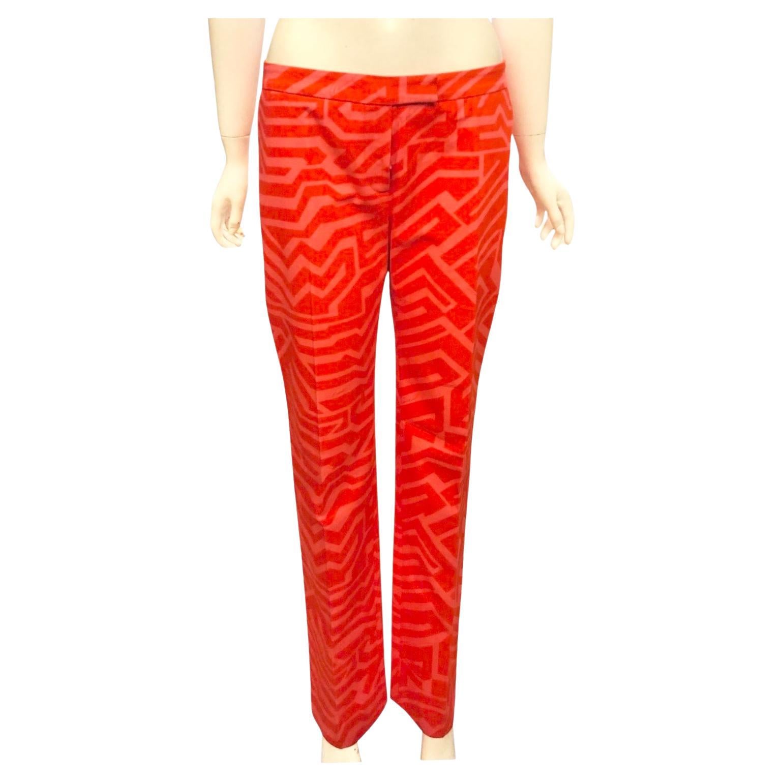 Pantaloni stampati rosso/rosa di ispirazione retrò Gucci by Tom Ford primavera/estate 1996