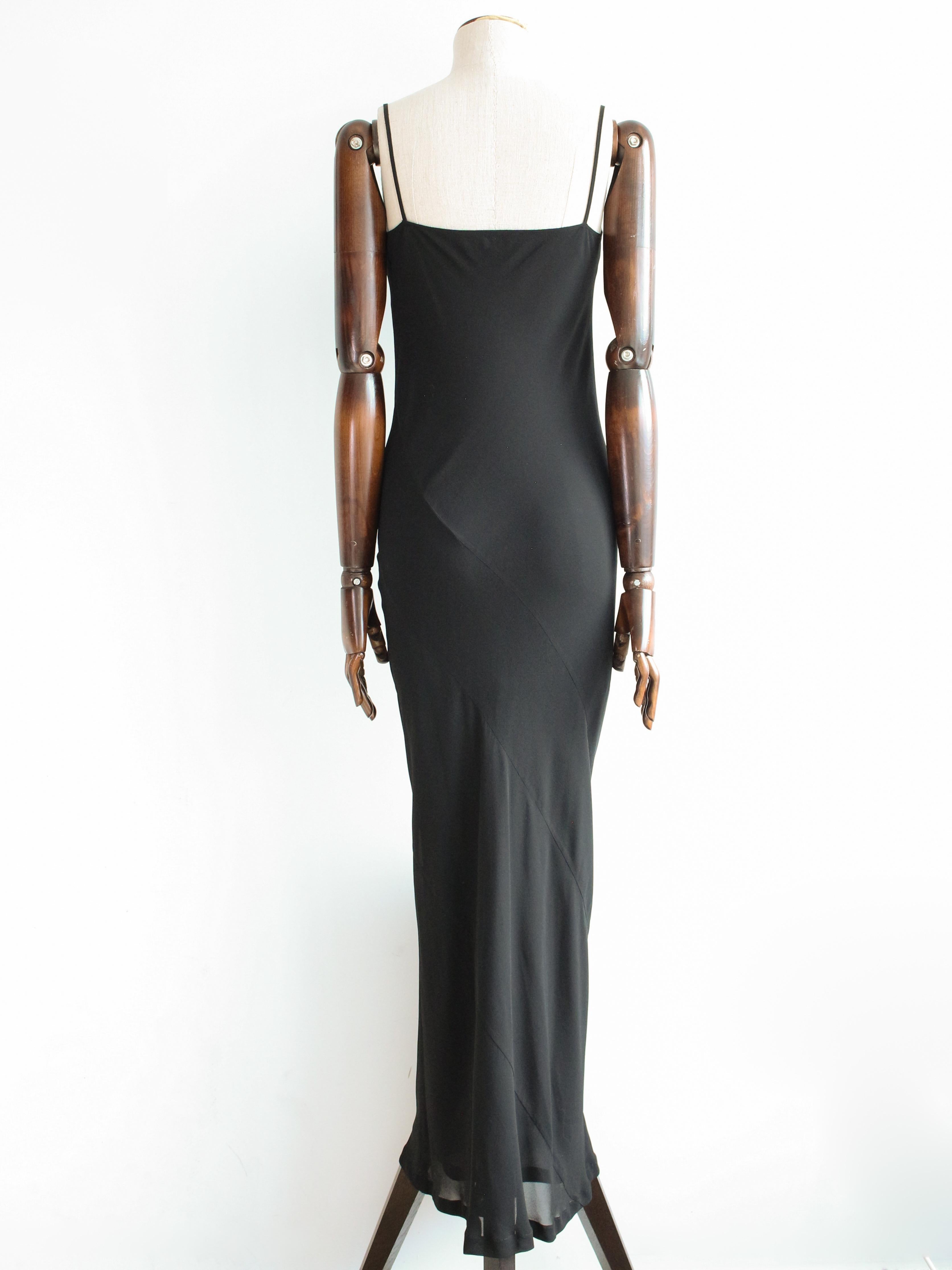 Gucci by Tom Ford Primavera/Verano 1997 Vestido de crepé de seda negro con corte al bies en seda en Bueno estado para la venta en Manchester, GB