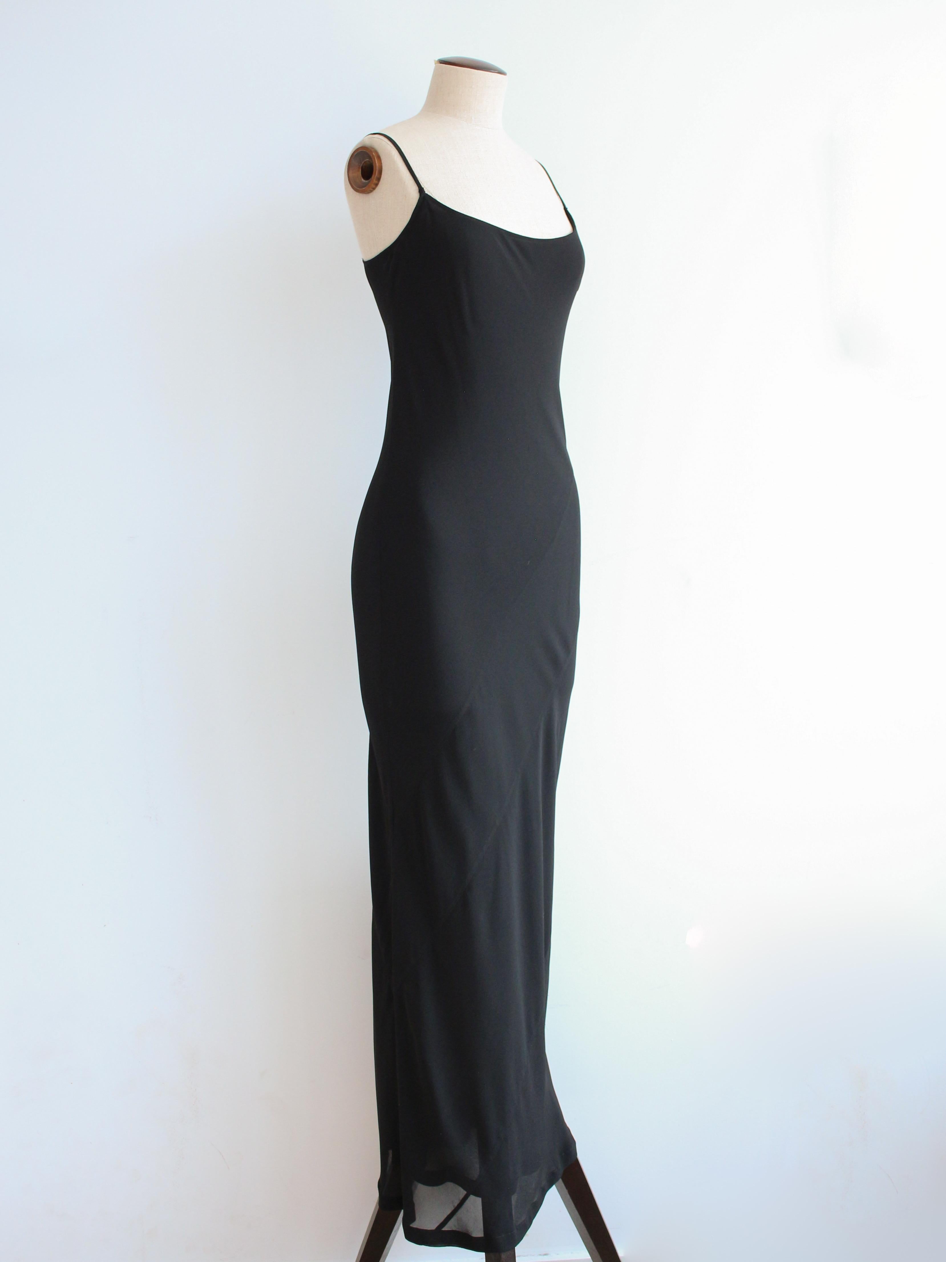 Gucci by Tom Ford Primavera/Verano 1997 Vestido de crepé de seda negro con corte al bies en seda en venta 1
