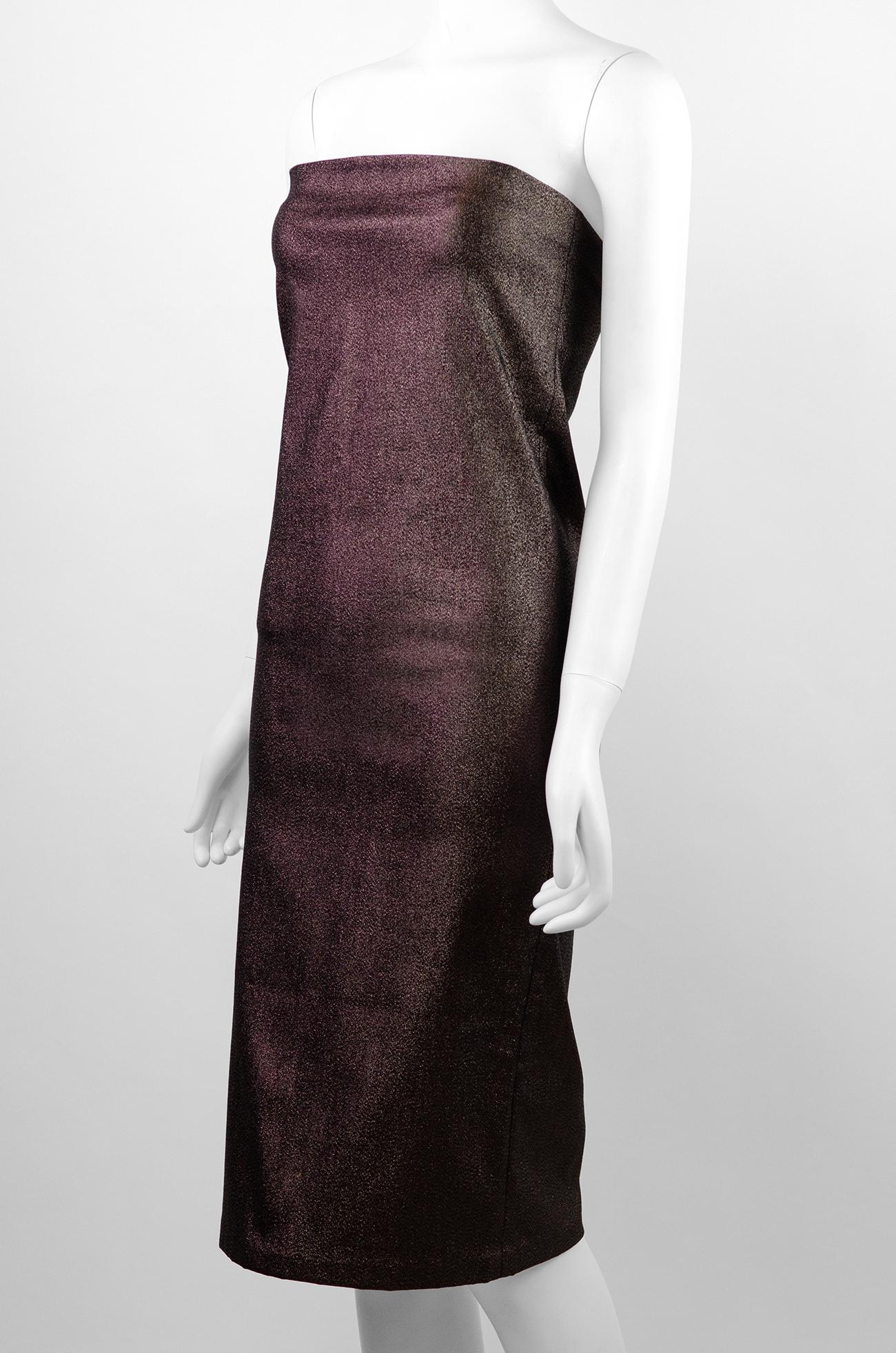 Gucci By Tom Ford Pasarela Primavera Verano 1997 Vestido Icónico de Lúrex Negro
