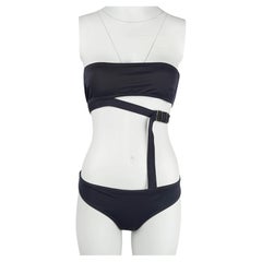 Gucci by Tom Ford Spring/Summer 1998 Black Cut-Out Buckle Bikini Swimsuit Set M