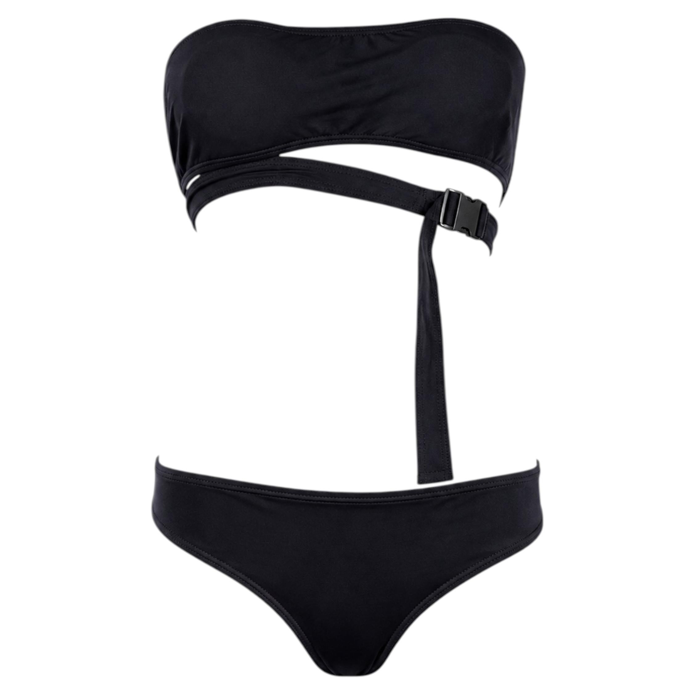 Gucci by Tom Ford Spring/Summer 1998 Black Cut-Out Buckle Bikini Swimsuit Set M
