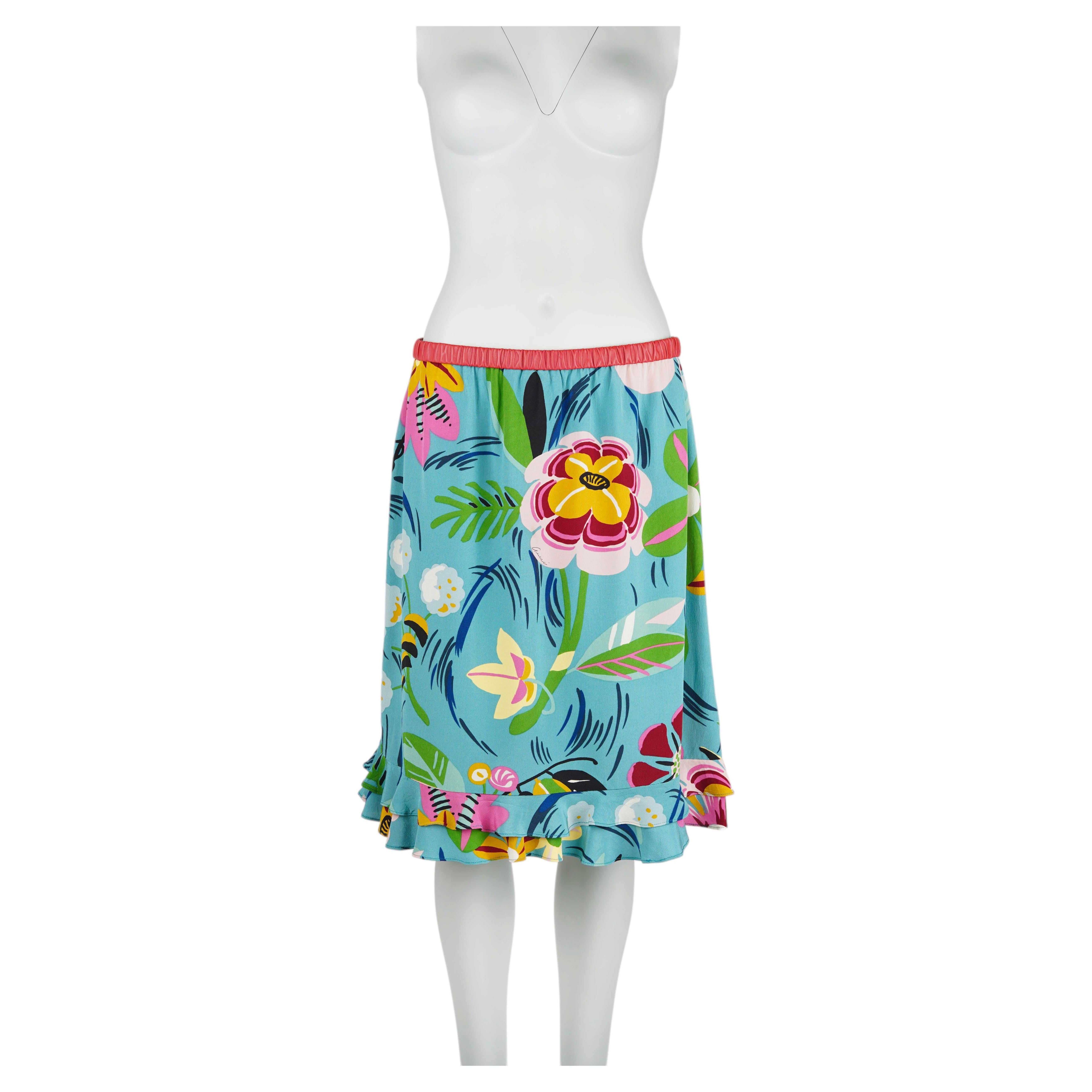 Gucci by Tom Ford Spring/Summer 1999 Runway Silk Floral Skirt IT42