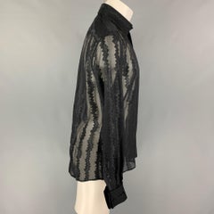 GUCCI by Tom Ford Spring-Summer 2000 Size M Black Zig Zag Silk Acetate Shirt