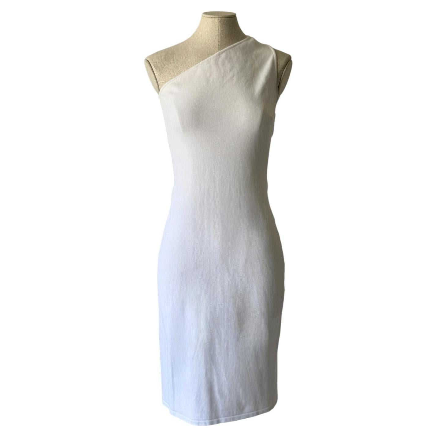 Gucci by Tom Ford Frühjahr/Sommer 2000 – weißes, einseitiges, rückenfreies Kleid