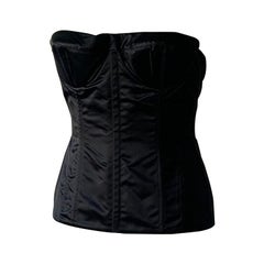 Haut corset en satin noir Gucci par Tom Ford, collection printemps-été 2001