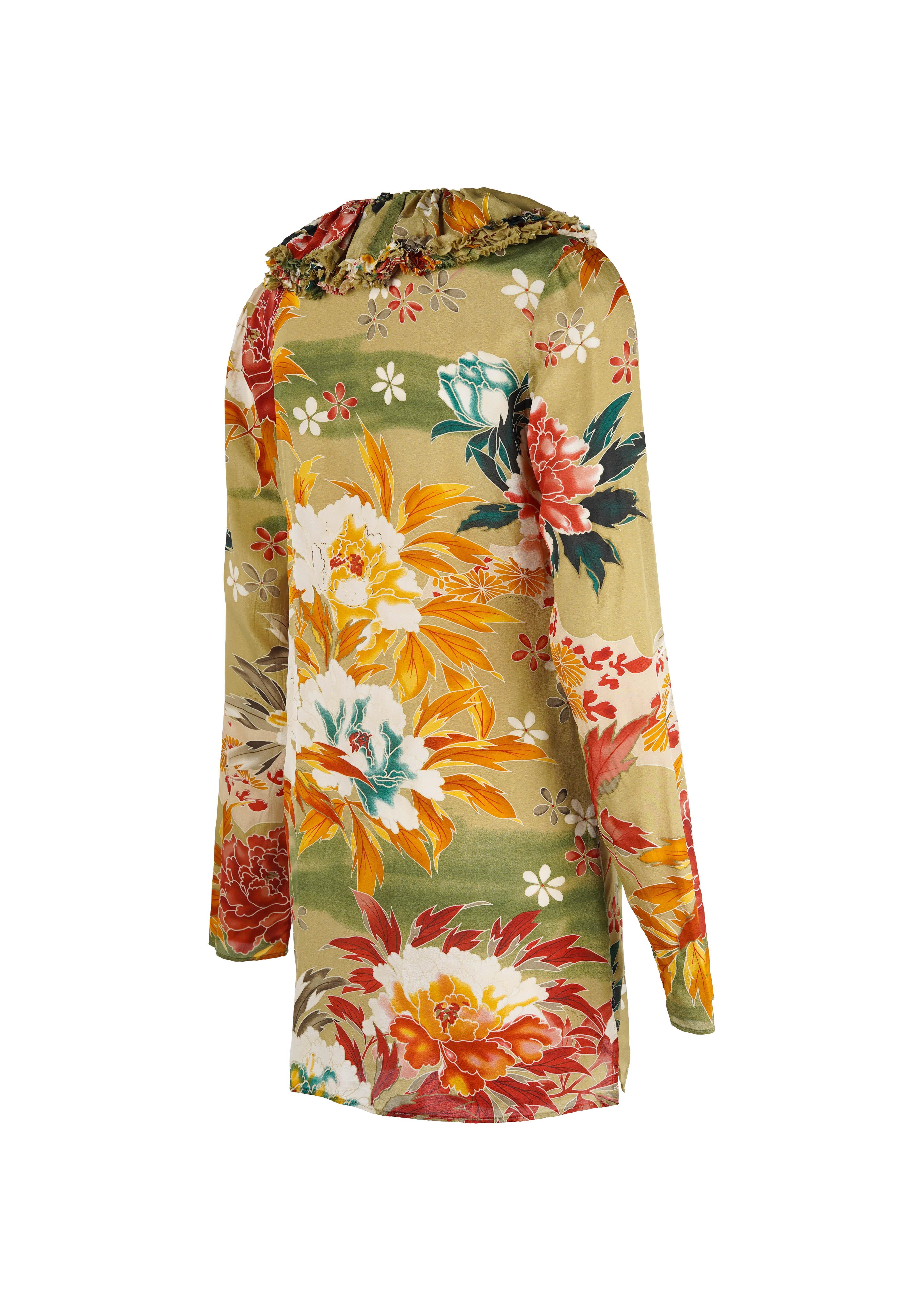 Gucci by Tom Ford Spring/Summer 2003 Robe à volants en soie florale IT42 Excellent état - En vente à Berlin, DE