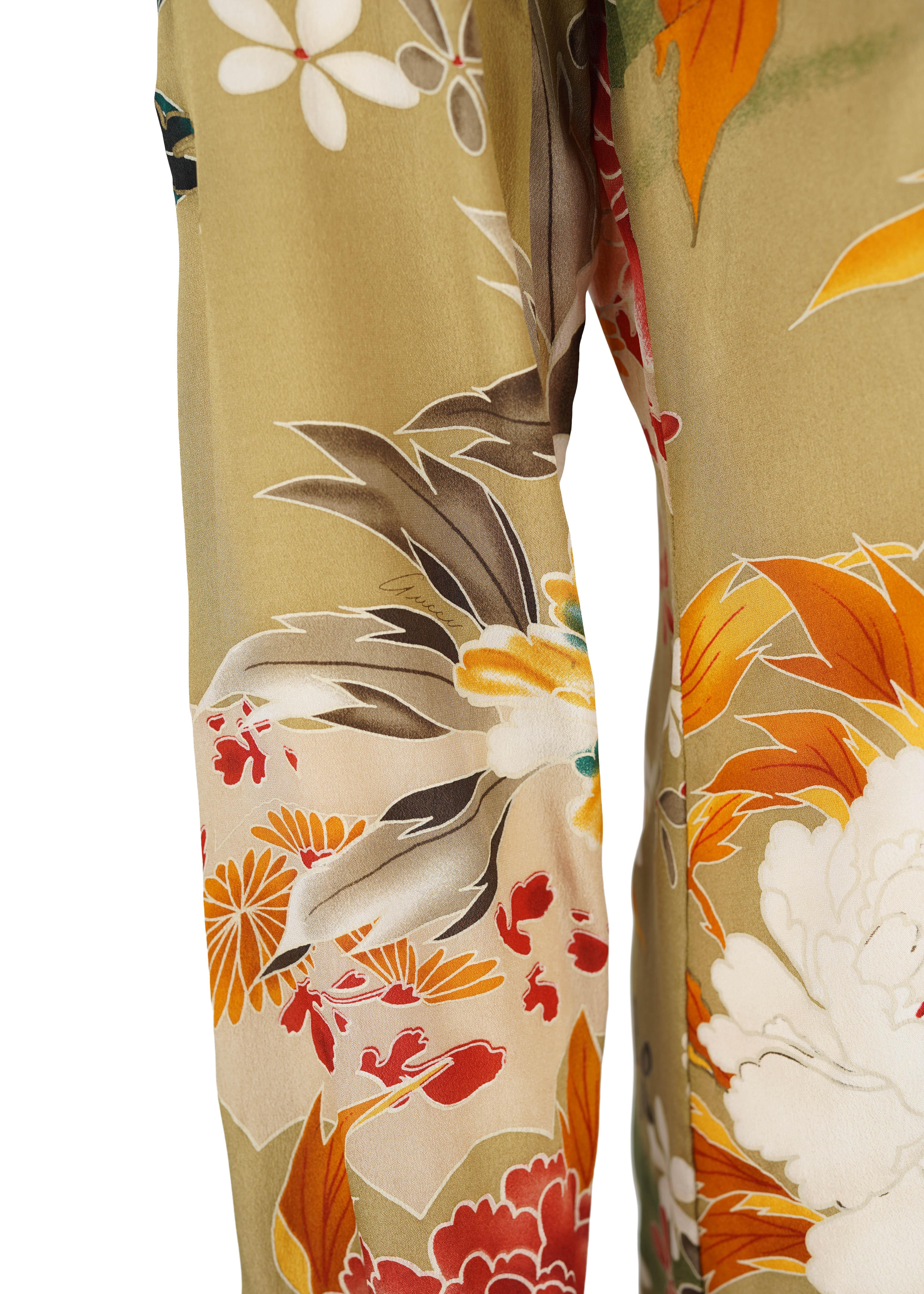 Gucci by Tom Ford Spring/Summer 2003 Robe à volants en soie florale IT42 en vente 2