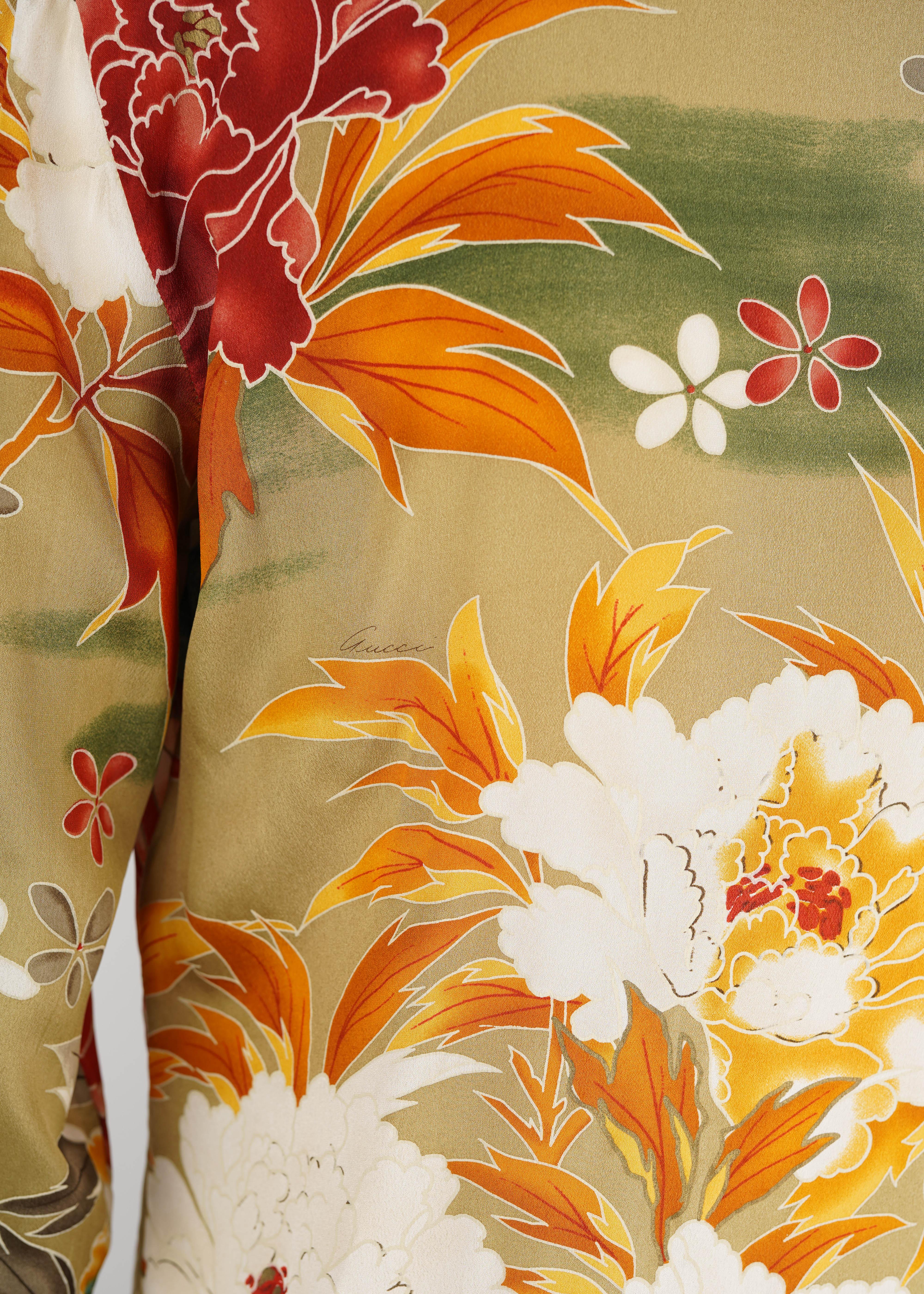 Gucci by Tom Ford Spring/Summer 2003 Robe à volants en soie florale IT42 en vente 3