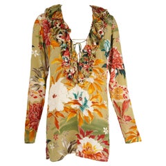 Gucci by Tom Ford Spring/Summer 2003 Floral Silk Ruffled Dress IT42