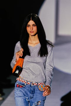 Gucci by Tom Ford SS 1999 Beaded Waist Low-Rise Distressed Jeans, IT 40 – Runway