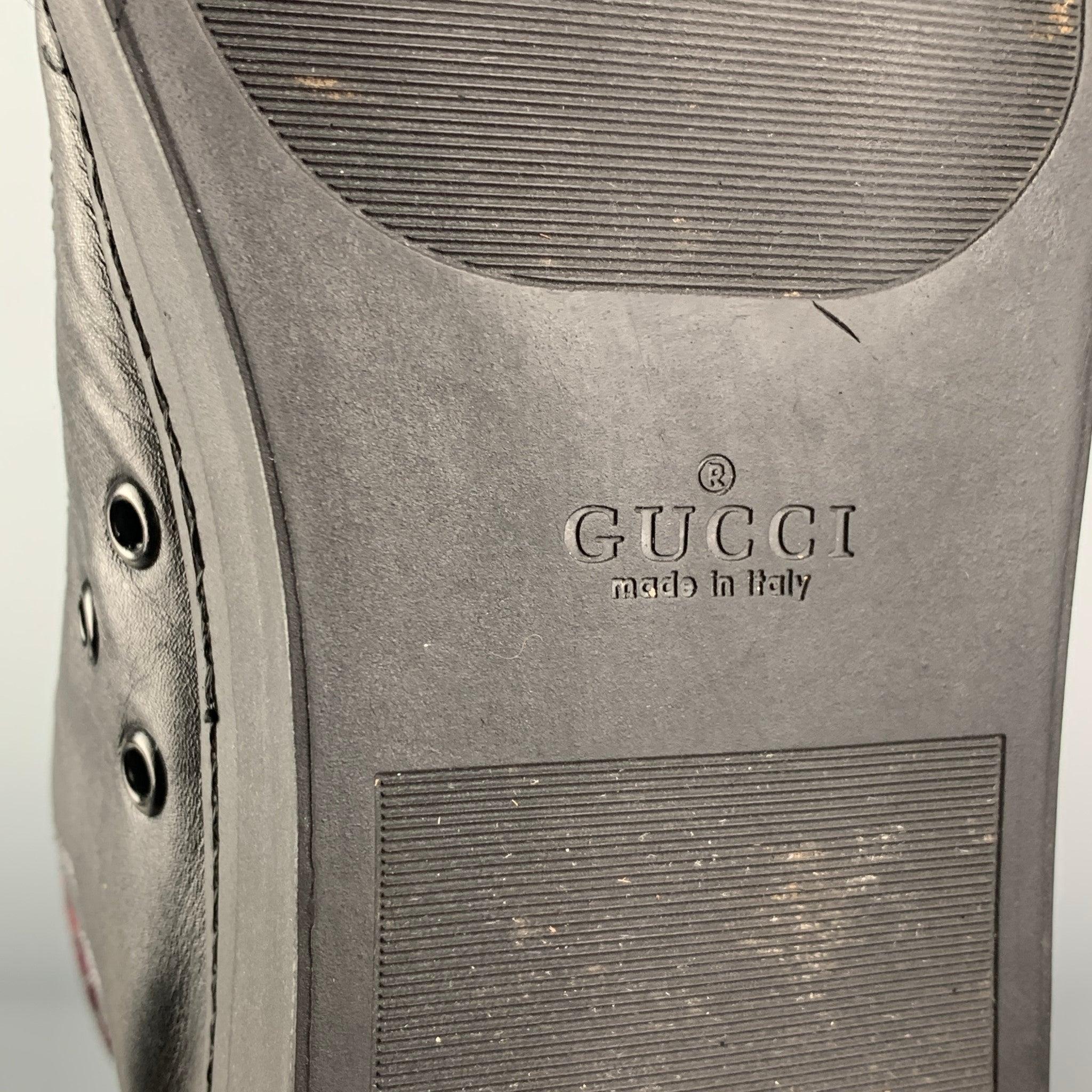 GUCCI by TOM FORD F/S 2001 Größe 12 Schwarze High Top-Turnschuhe aus Leder mit Drachendruck im Angebot 3