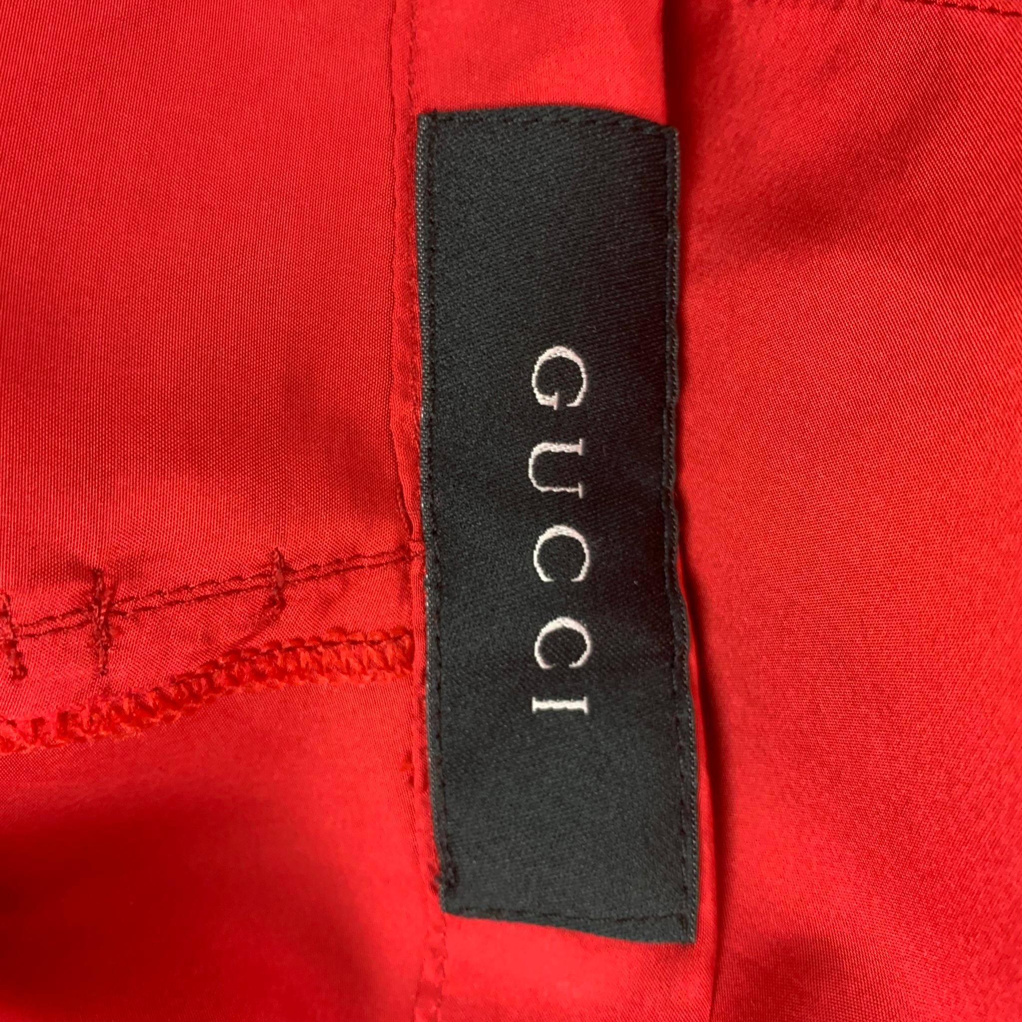 Men's GUCCI by TOM FORD SS 2001 Size 34 Red Silk Drawstring Wide Leg Karate Pants