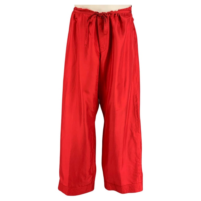 GUCCI by TOM FORD SS 2001 Size 34 Red Silk Drawstring Wide Leg Karate ...