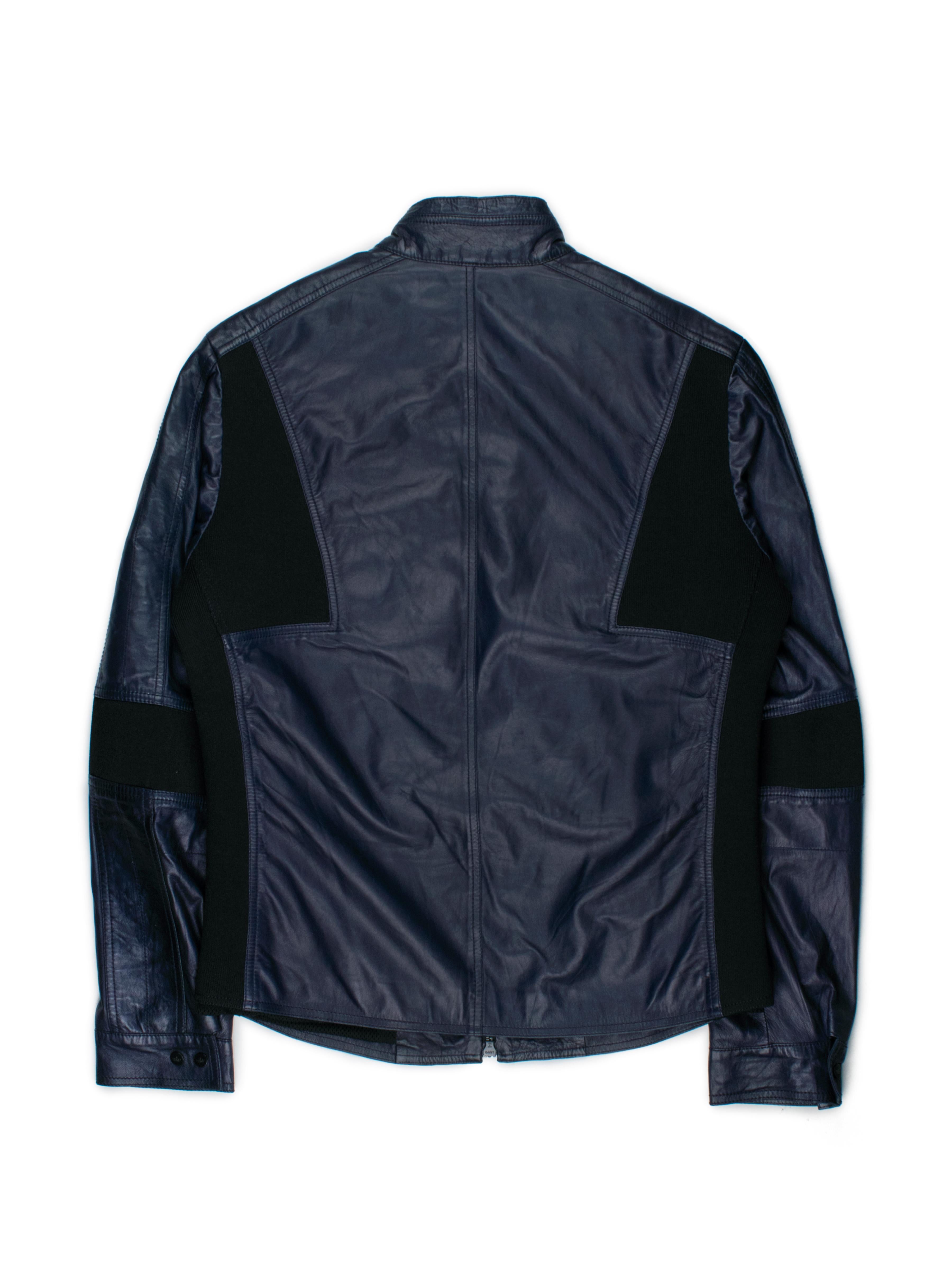 Gucci by Tom Ford SS1999 Blue Leather Moto Jacket at 1stDibs