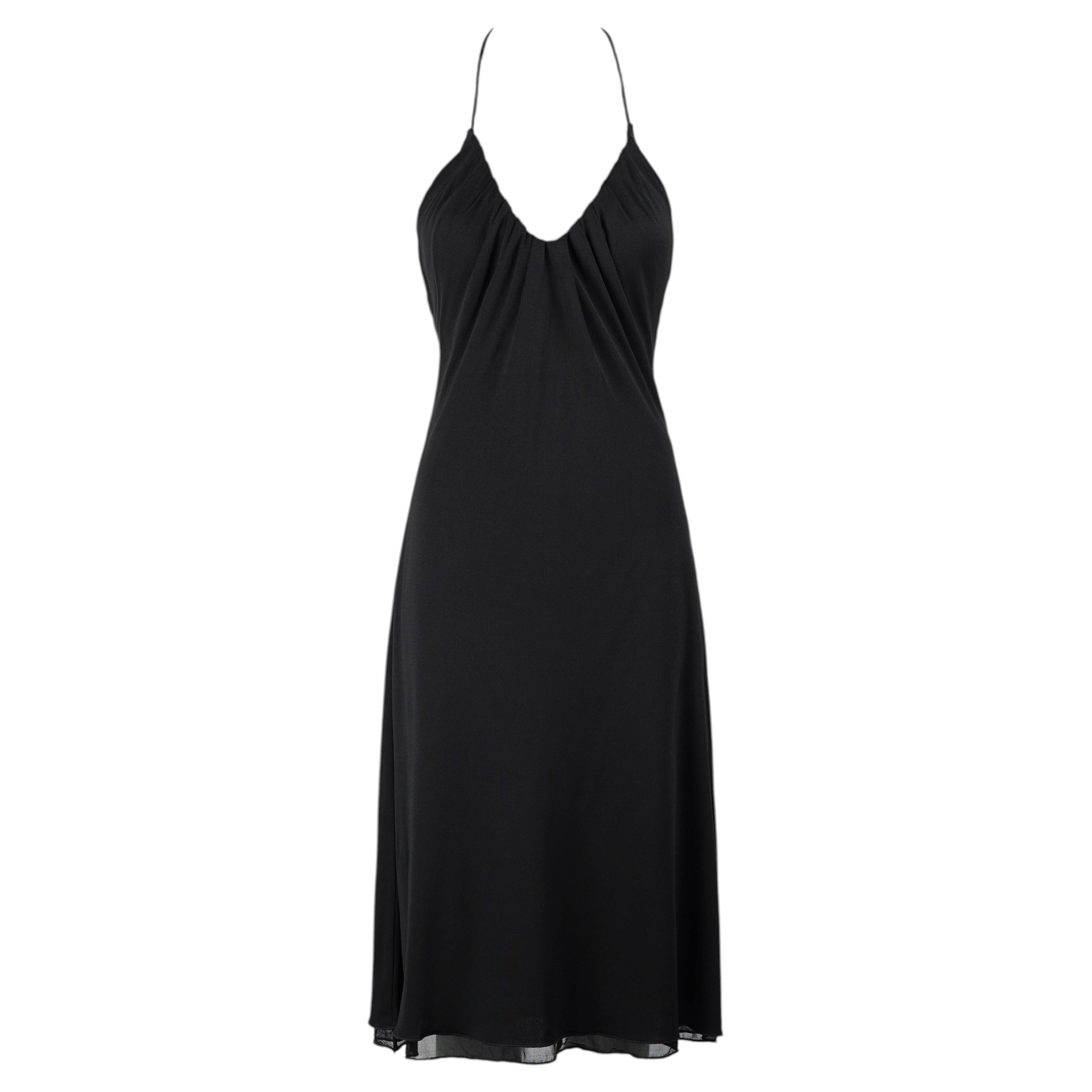 Gucci by Tom Ford SS2000 Black Silk Jersey Halter Dress with Open Cowl Back IT44