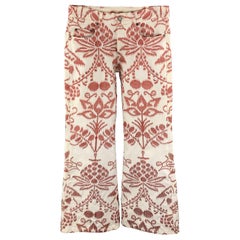 GUCCI by TOM FORD SS2000 Size 29 x 31 White Embroidery Cotton Bell Bottom Jeans