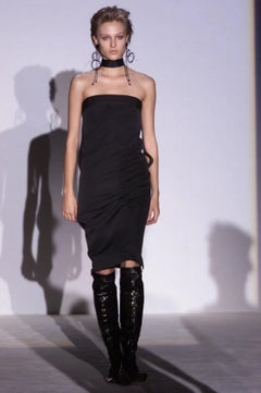 Gucci by Tom Ford Strapless Bustier Dress, Fall 2001, Black Leather Trim, IT40