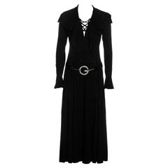 Gucci by Tom Ford suede lace-up maxi dress with 'G' belt, ss 1996