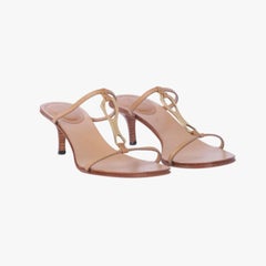 Gucci by Tom Ford Tan Leather Kitten Heel Mules Horsebit Detail - '90s