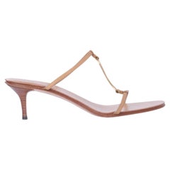 Gucci by Tom Ford Tan Leather Kitten Heel Mules Horsebit Detail - '90s
