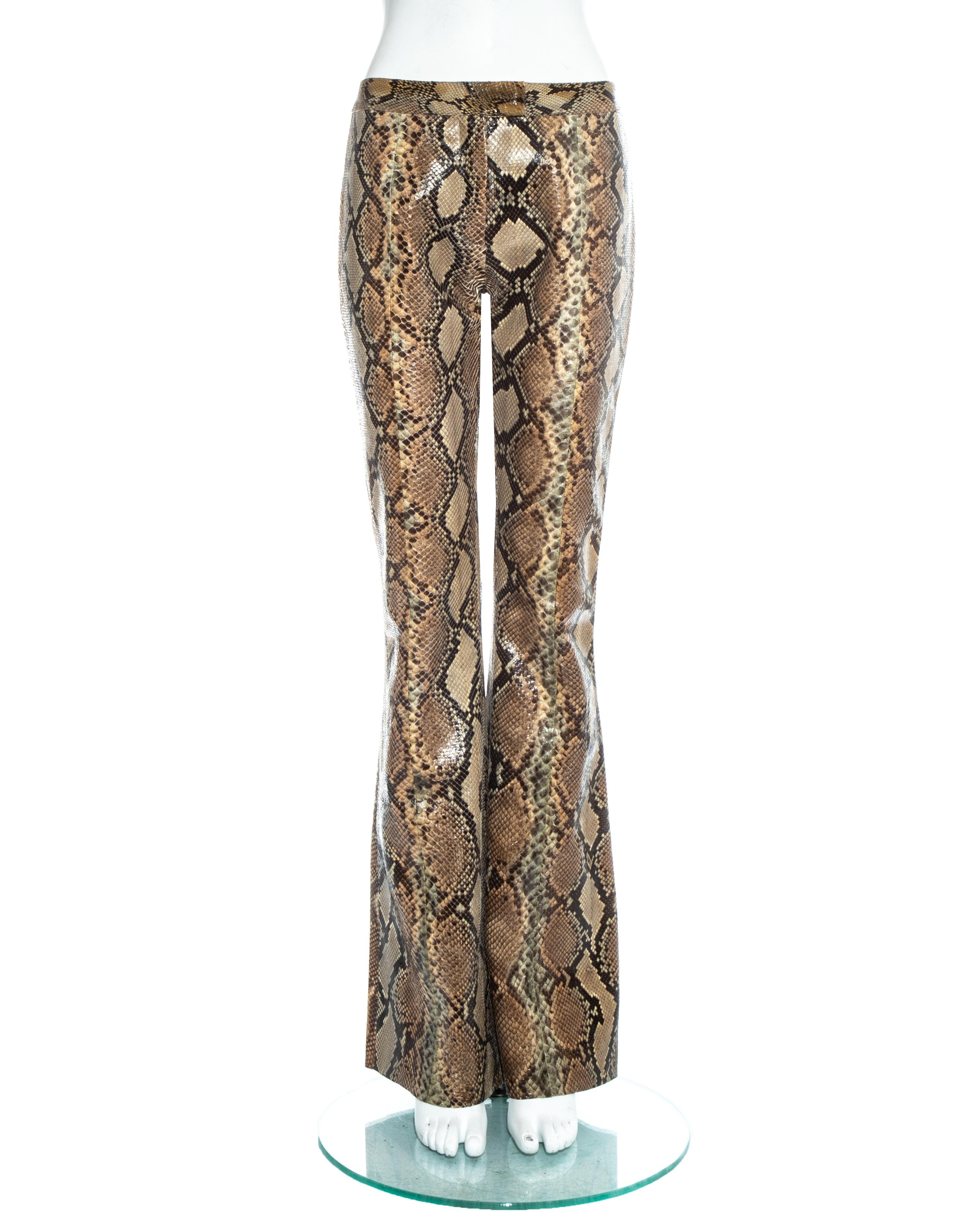 Gucci by Tom Ford, Tan python snakeskin flared pants.  Spring-Summer 2000