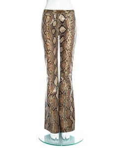 Gucci by Tom Ford tan python leather flared pants, ss 2000