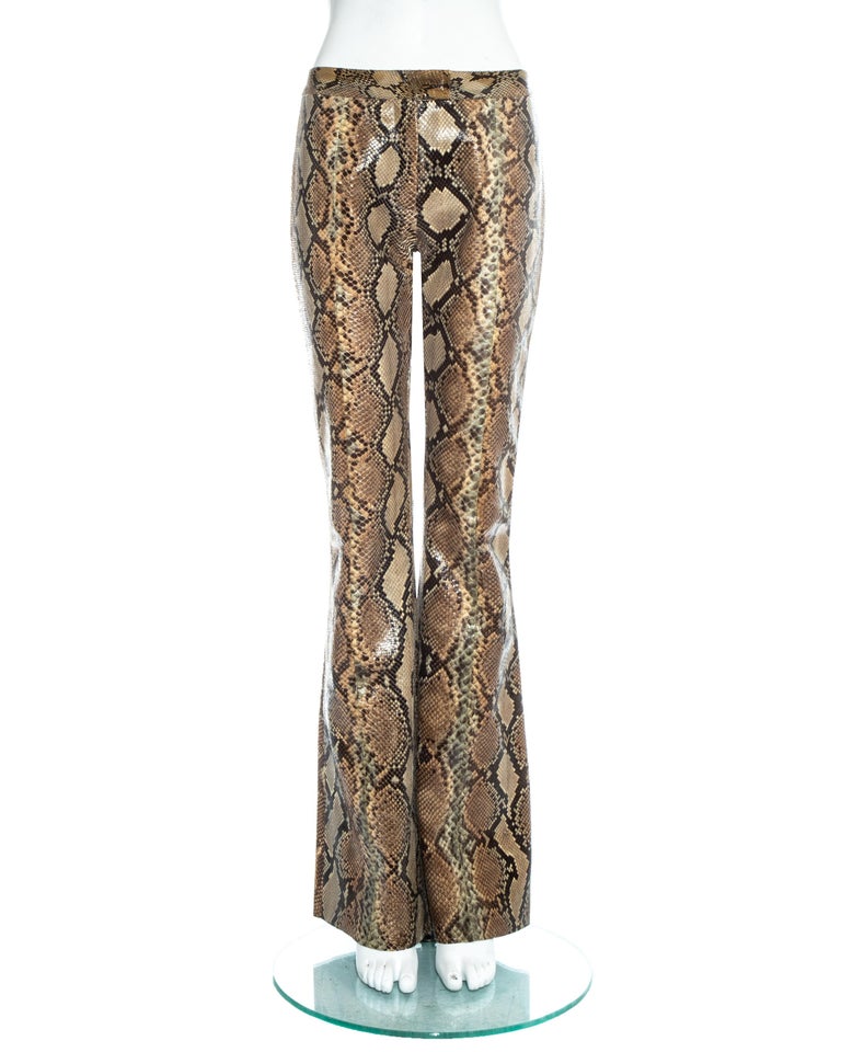 Gucci by Tom Ford tan python leather flared pants, ss 2000 For Sale at  1stDibs | python pants, gucci python pants, python leather pants