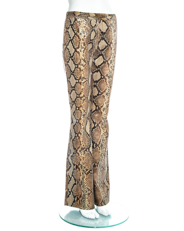 Gucci by Tom Ford tan python leather flared pants, ss 2000 at 1stDibs ...