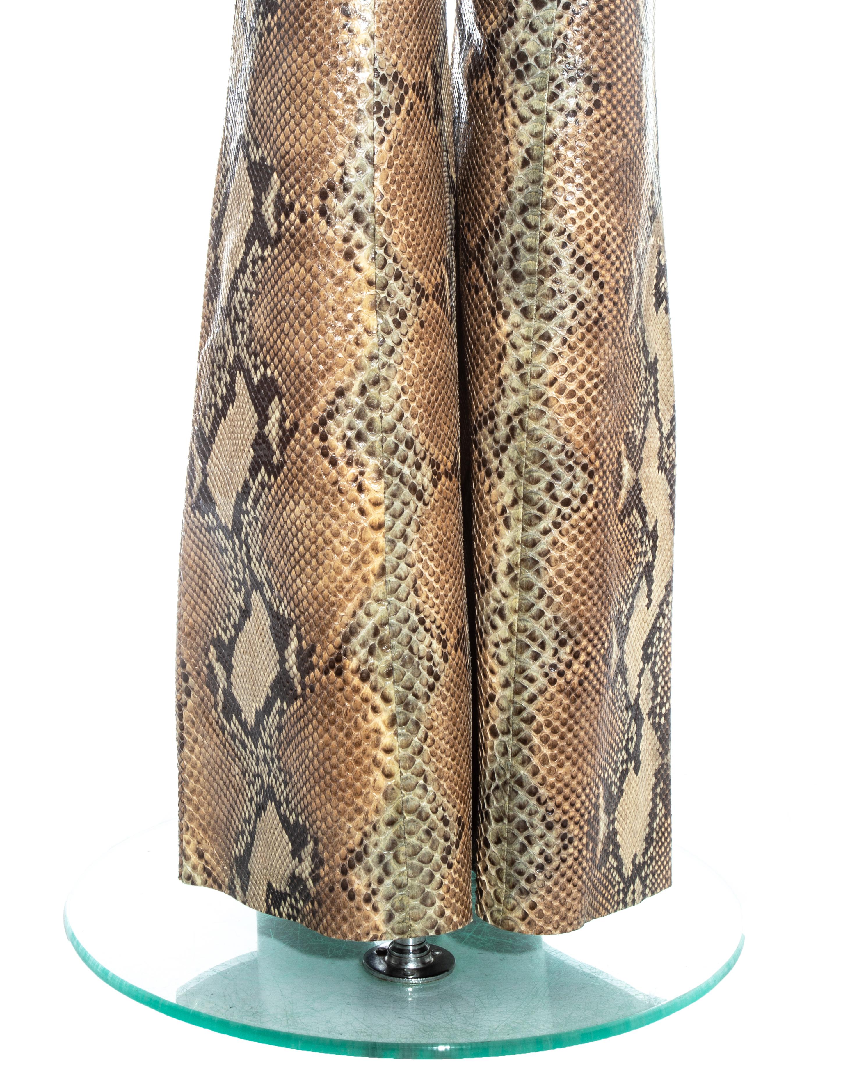 Gucci by Tom Ford tan python leather flared pants, ss 2000 In Excellent Condition In London, GB
