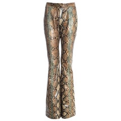 Vintage Gucci by Tom Ford tan python leather flared pants, ss 2000