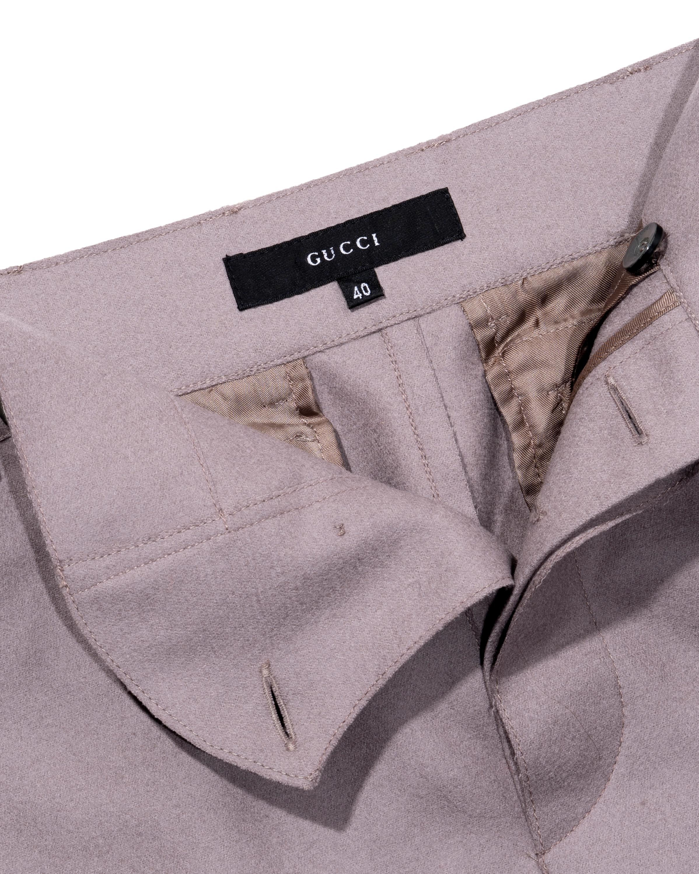 Gucci by Tom Ford taupe wool felt skirt suit, fw 1998 For Sale 4