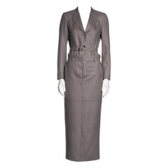 Traje con falda de fieltro de lana topo Gucci by Tom Ford, fw 1998