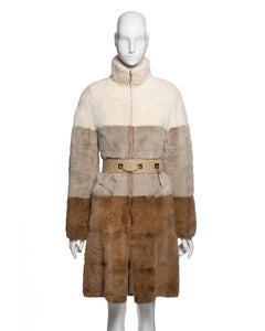 Gucci by Tom Ford Tricolour Mink Fur Coat and Ostrich Leather Belt, FW 2000
