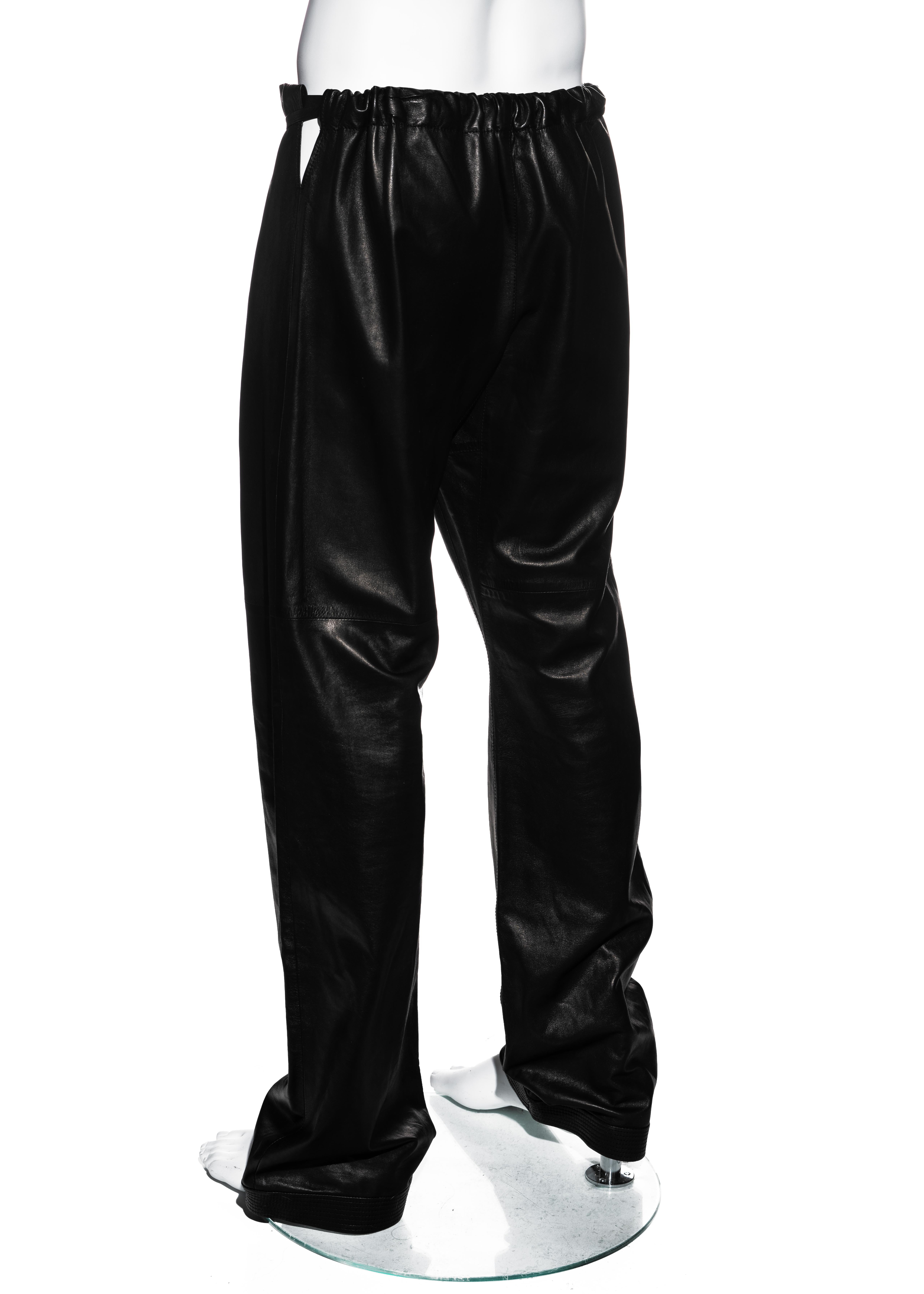 Gucci by Tom Ford unisex black lambskin leather wide-leg pants, ss 2001 2