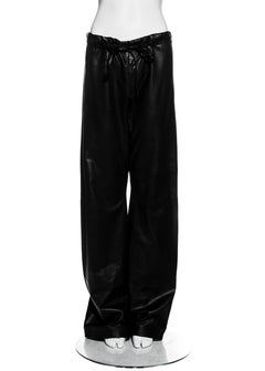 Gucci by Tom Ford unisex black lambskin leather wide-leg pants, ss 2001