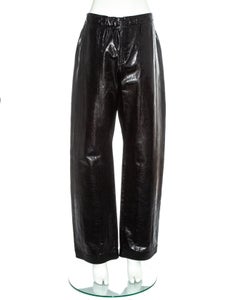 Gucci by Tom Ford unisex black lizard skin drawstring wide leg pants, ss 2001