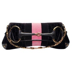 Pochette GUCCI by Tom Ford in velluto con logo GG e pelle di lucertola esotica con morsetto XXL