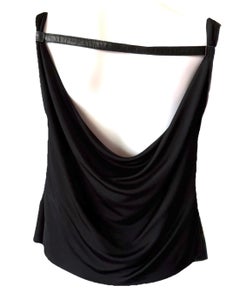 GUCCI By TOM FORD Vintage 2001 Black Draped Open-Back Top w/Leather Strap
