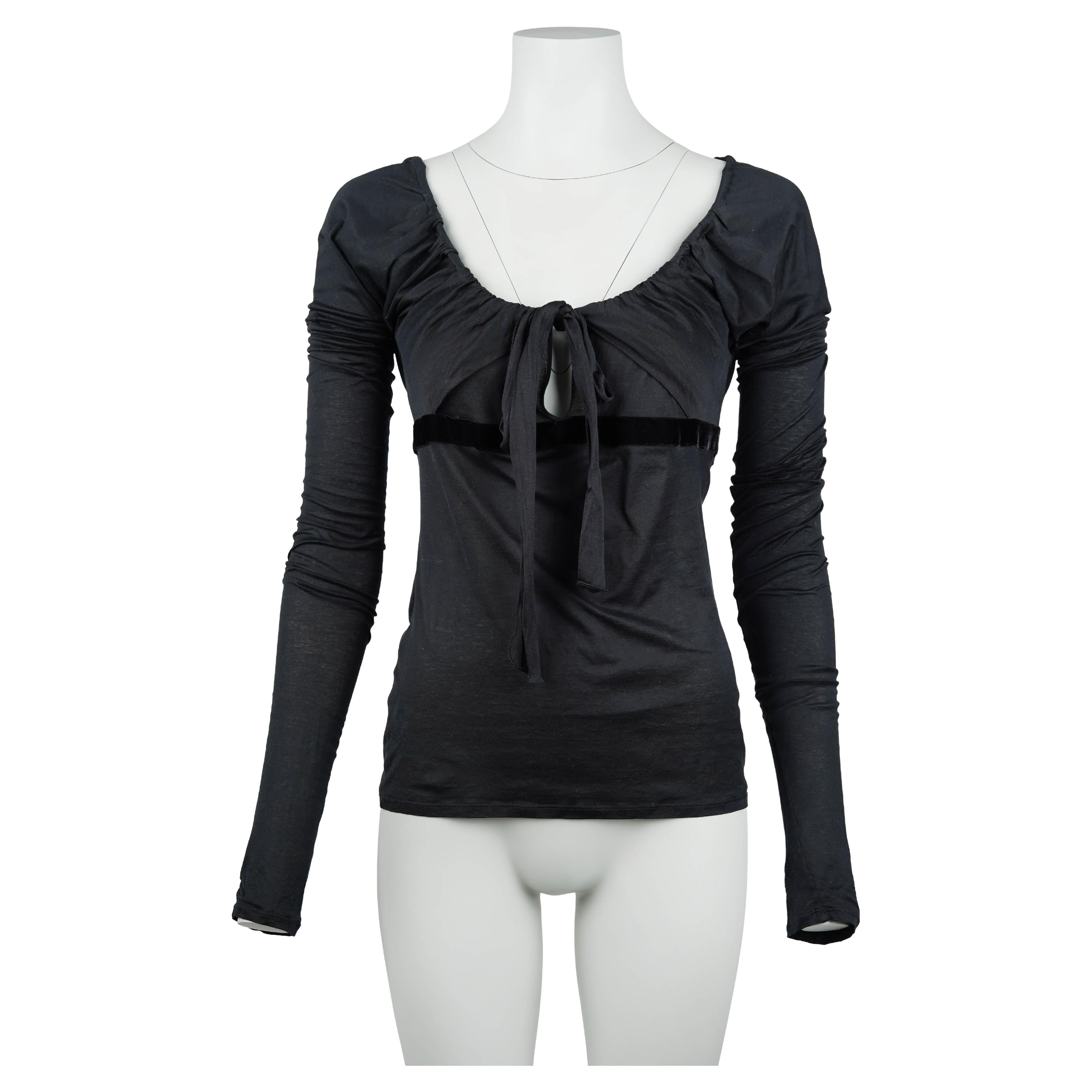 Gucci by Tom Ford Vintage Fall/Winter 2002 Black Cotton Blouse Size S