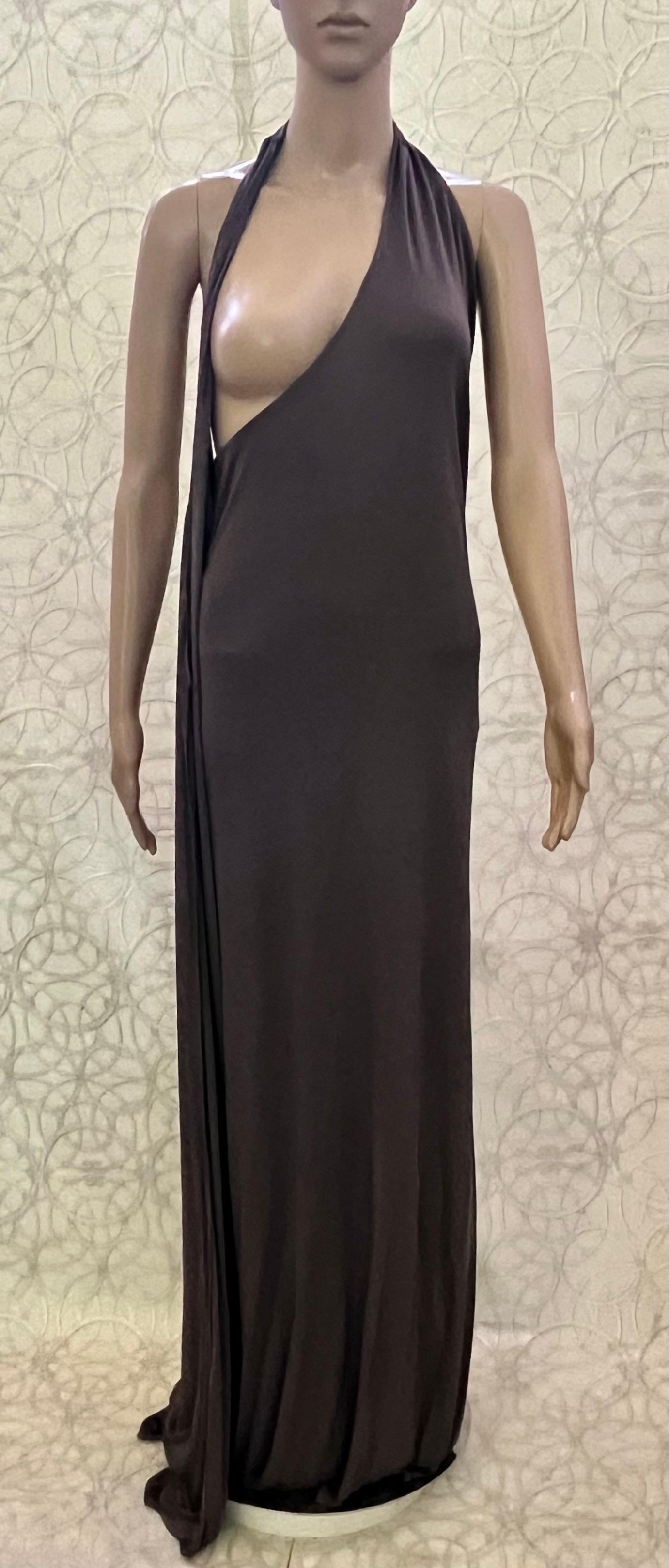 GUCCI by TOM FORD VINTAGE PEWTER WRAP LONG DRESS GOWN Size IT 42 1