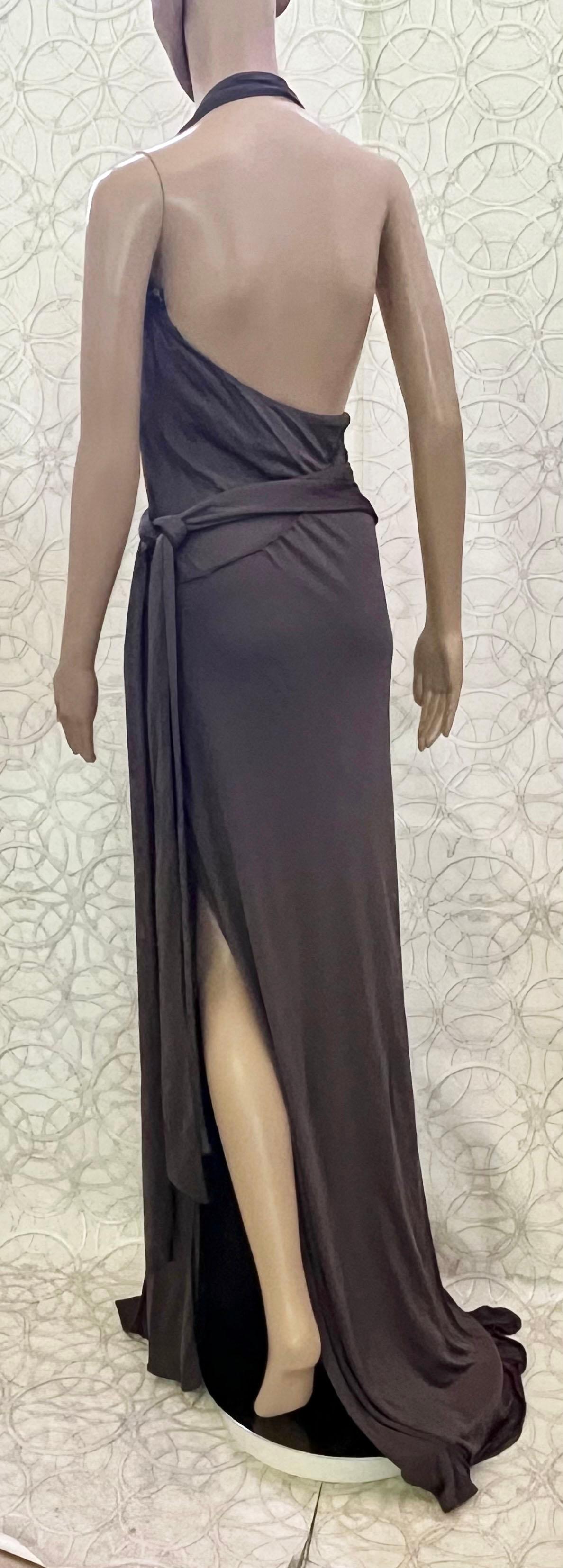 GUCCI by TOM FORD VINTAGE PEWTER WRAP LONG DRESS GOWN Size IT 42 3