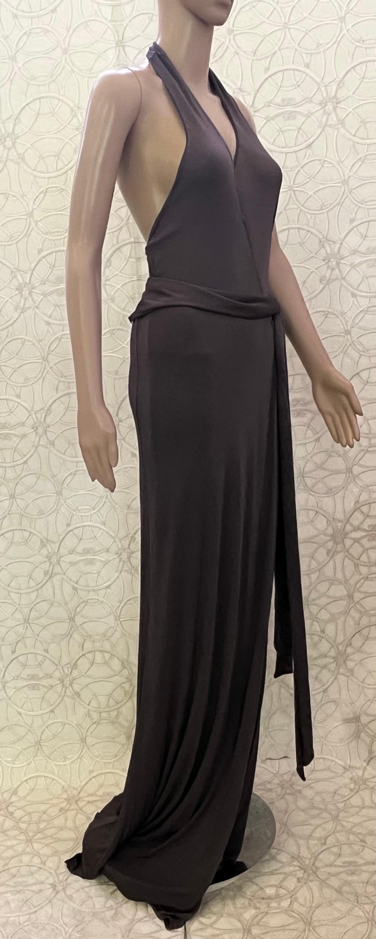 GUCCI by TOM FORD VINTAGE PEWTER WRAP LONG DRESS GOWN Size IT 42 4