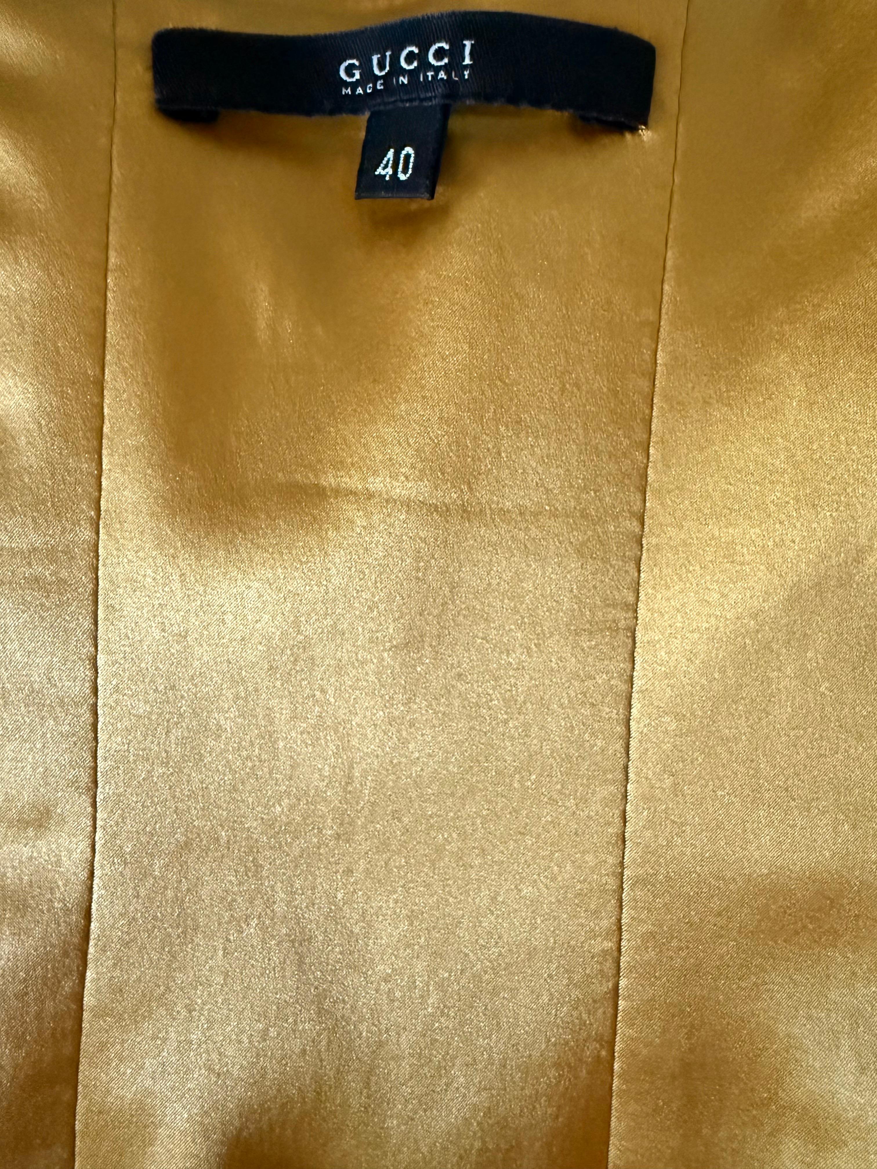GUCCI by TOM FORD Vintage Runway F/W 2003 Yellow Gold Silk Corset Belt For Sale 4