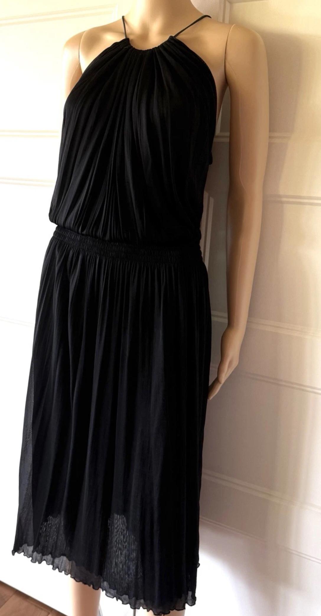 GUCCI by TOM FORD Vintage S/S 2000 Vestido drapeado de cuello alto con lazos de cuero 42 en venta