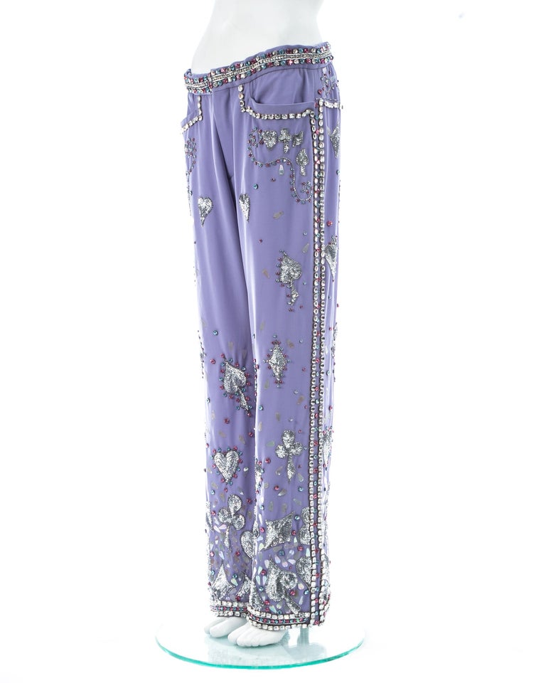 Gucci by Tom Ford violet cotton embellished evening pants, ss 1999 For ...