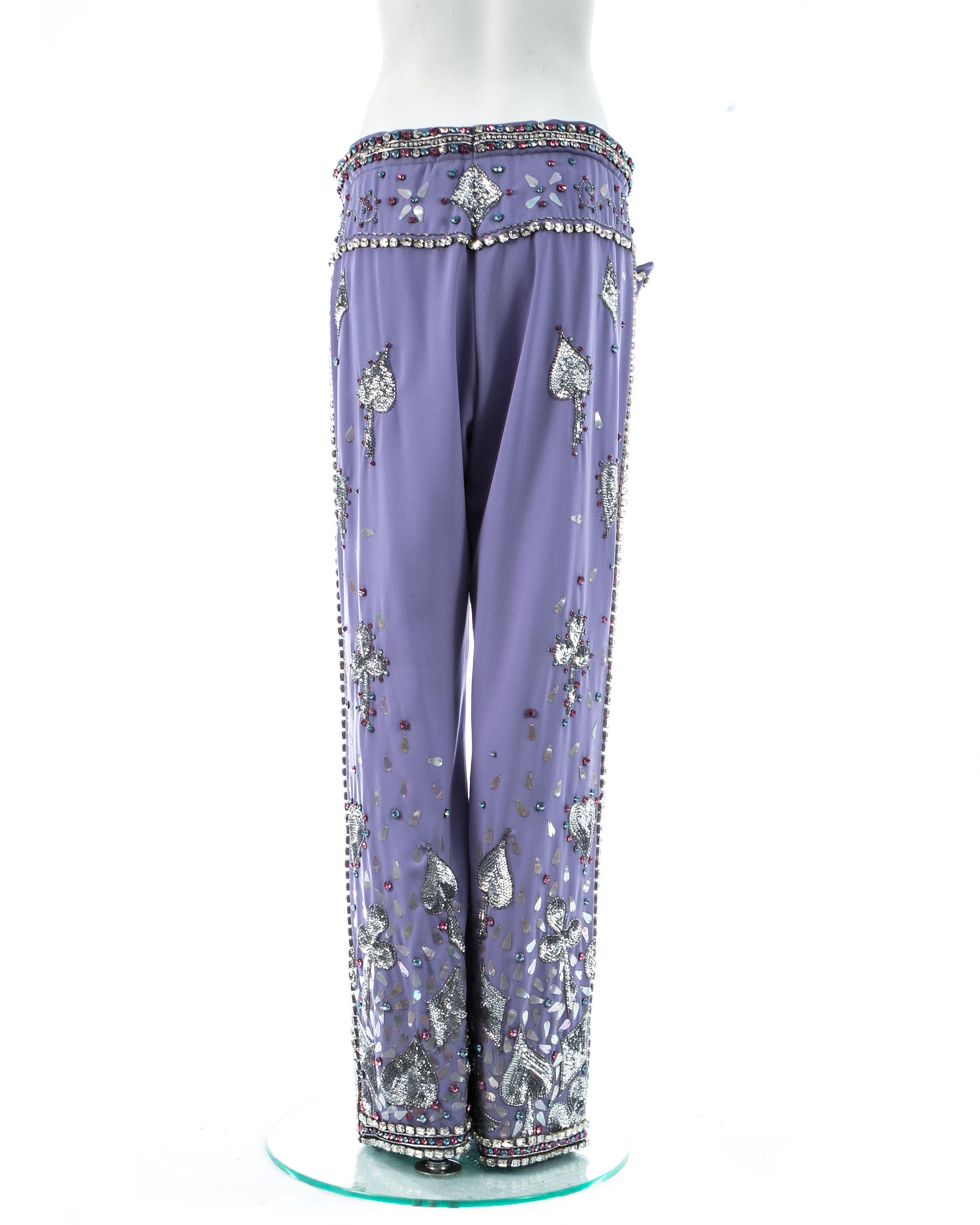 Women's Gucci by Tom Ford violet cotton embellished evening pants, ss 1999 For Sale