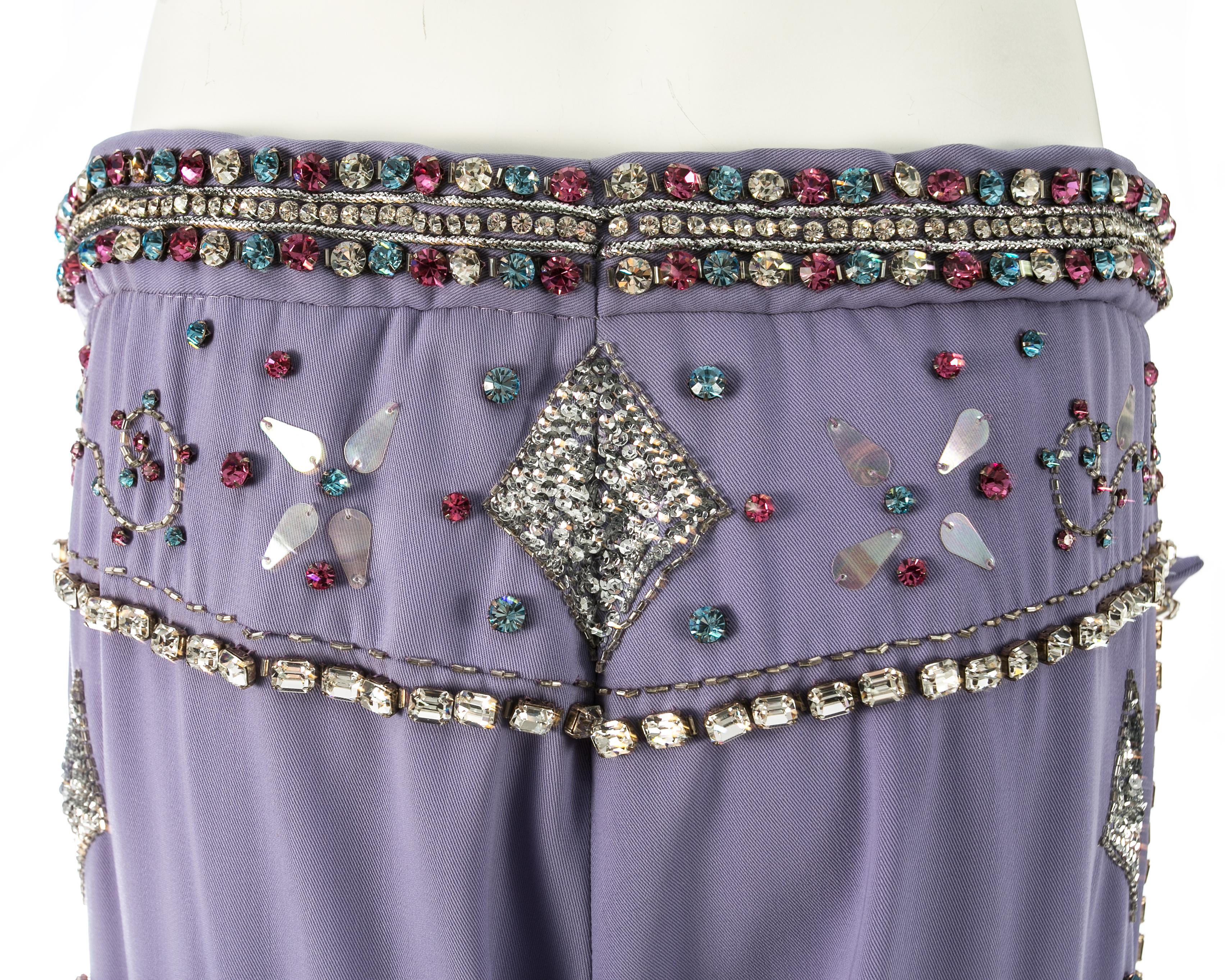 Gucci by Tom Ford violet cotton embellished evening pants, ss 1999 For Sale 1